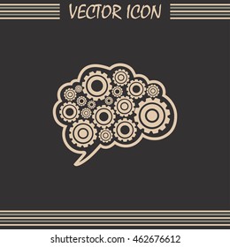 Cogs in the shape of a human brain. Vector Illustration