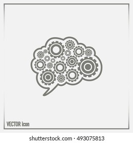 Cogs in the shape of a human brain. Vector Illustration