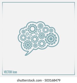 Cogs in the shape of a human brain. Vector Illustration