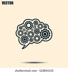 Cogs In The Shape Of A Human Brain. Vector Illustration