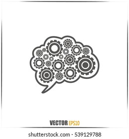 Cogs in the shape of a human brain. Vector Illustration