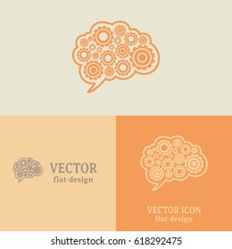 Cogs in the shape of a human brain. Vector Illustration