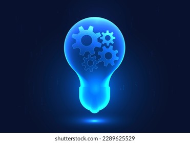 Cogs spinning in a light bulb Refer to the thought processes that drive ideas to come out. and the introduction of smart technology to help in the thought process for quick results