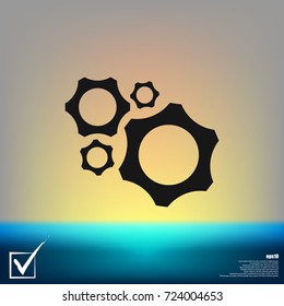Cogs symbol on white background, settings icon, vector illustration
