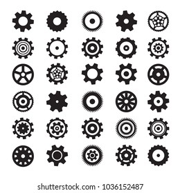 Cogs Symbols. Flat Design Vector Gears Set Isolated on White Background.