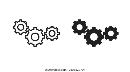 COGS vector icon in solid and outline style