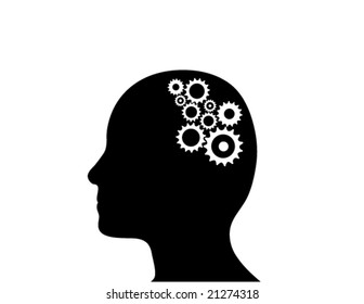 Cogs working in the brain. (Vector)