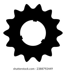 Cogset sprocket bicycle star gear service sprocket cogs wheel with teeth engages with chain icon black color vector illustration image flat style simple