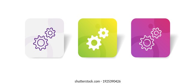 cogswheel pixel perfect icon set bundle in line, solid, glyph, 3d gradient style
