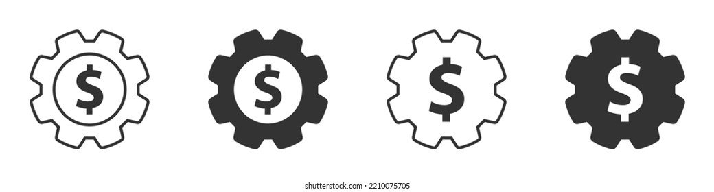 Cogweel with dollar sign inside. Vector illustration.