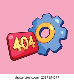 Cogwheel with 404 Status Code Vector Illustration