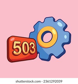 Cogwheel with 503 Status Code Vector Illustration