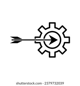 rueda cognitiva con flecha, vector de icono de destino