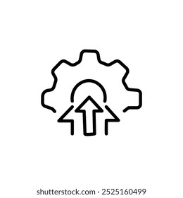 Cogwheel and arrows up. Progress and advancing innovation through settings download.