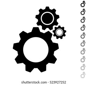Cogwheel - black vector icon and ten icons in  shades of grey
