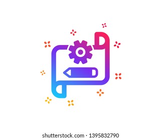 Cogwheel blueprint icon. Engineering tool sign. Edit settings symbol. Dynamic shapes. Gradient design cogwheel blueprint icon. Classic style. Vector