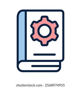 Cogwheel with book concept icon of setting manual in modern style