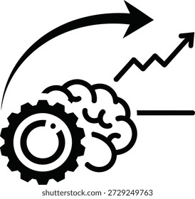 Cogwheel brain with growth arrow