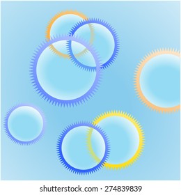 cogwheel bubbles on blue