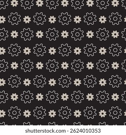 Cogwheel Cascade Gear Silhouettes and Outlines Pattern can be use for background and apparel design