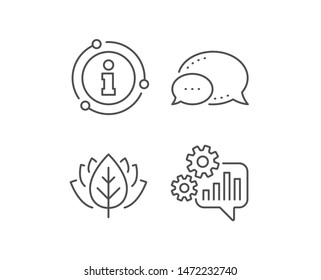 Cogwheel chat line icon. Chat bubble, info sign elements. Engineering tool sign. Cog gear symbol. Linear cogwheel outline icon. Information bubble. Vector