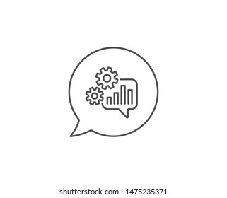 Cogwheel chat line icon. Chat bubble design. Engineering tool sign. Cog gear symbol. Outline concept. Thin line cogwheel icon. Vector