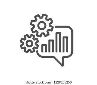 Cogwheel chat line icon. Engineering tool sign. Cog gear symbol. Quality design flat app element. Editable stroke Cogwheel icon. Vector