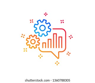 Cogwheel chat line icon. Engineering tool sign. Cog gear symbol. Gradient design elements. Linear cogwheel icon. Random shapes. Vector