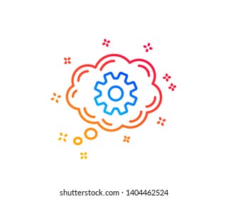 Cogwheel chat line icon. Engineering tool sign. Cog gear symbol. Gradient design elements. Linear cogwheel icon. Random shapes. Vector