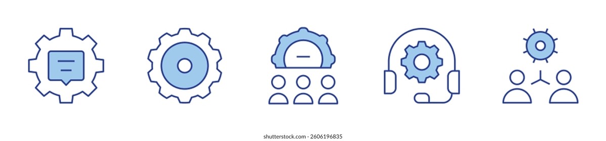 cogwheel, chat, settings. Settings Icon vector illustration. Line Duotone style. Editable stroke.