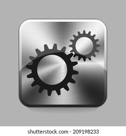 Cogwheel chrome or metal  button or icon vector illustration
