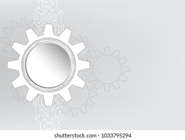 Cogwheel with circuit board, Technology abstract and engineering concept, Vector illustration background.