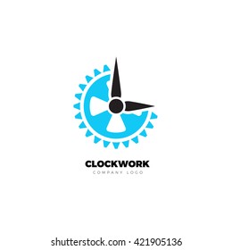 Cogwheel and clock company logo. Cogwheel vector company logo. Clock design template for your company
