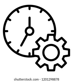 Cogwheel With Clock Presenting Icon For Time Management