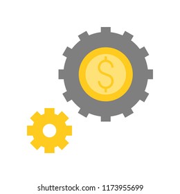 cogwheel and coin, passive income, bank and financial related icon