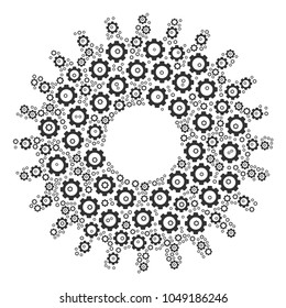 Cogwheel collage of cogwheels. Vector mechanical wheel pictograms are composed into cogwheel shape.