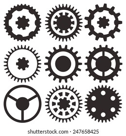 Cogwheel collection machine gear, set of gear wheels vector illustration