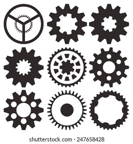 Cogwheel collection machine gear, set of gear wheels vector illustration
