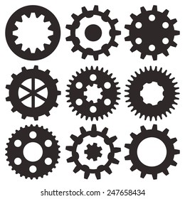 Cogwheel collection machine gear, set of gear wheels vector illustration