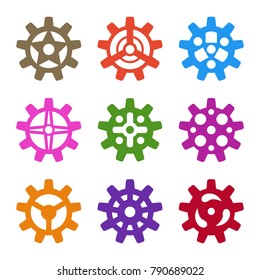 Cogwheel collection machine gear. Set of gear wheels. Vector illustration.