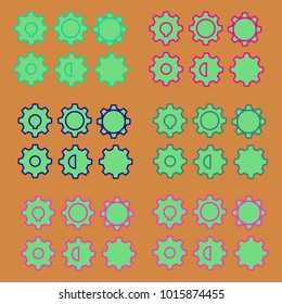 Cogwheel colorful set of six forms.