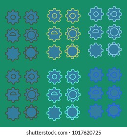 cogwheel colorful set of six forms.