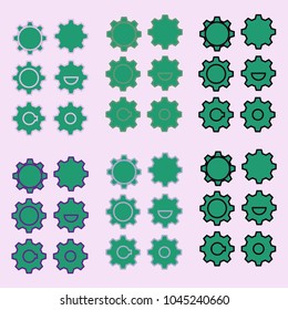 Cogwheel colorful set of six forms.