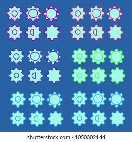 Cogwheel colorful set of six forms.