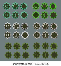 cogwheel colorful set of six forms.