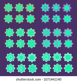 Cogwheel colorful set of six forms.