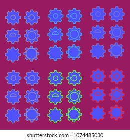 Cogwheel colorful set of six forms.