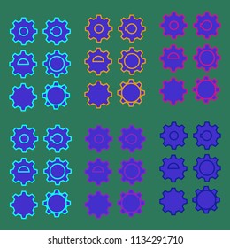 cogwheel colorful set of six forms.