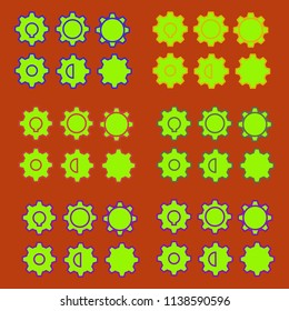 cogwheel colorful set of six forms.