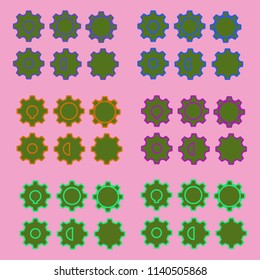cogwheel colorful set of six forms.